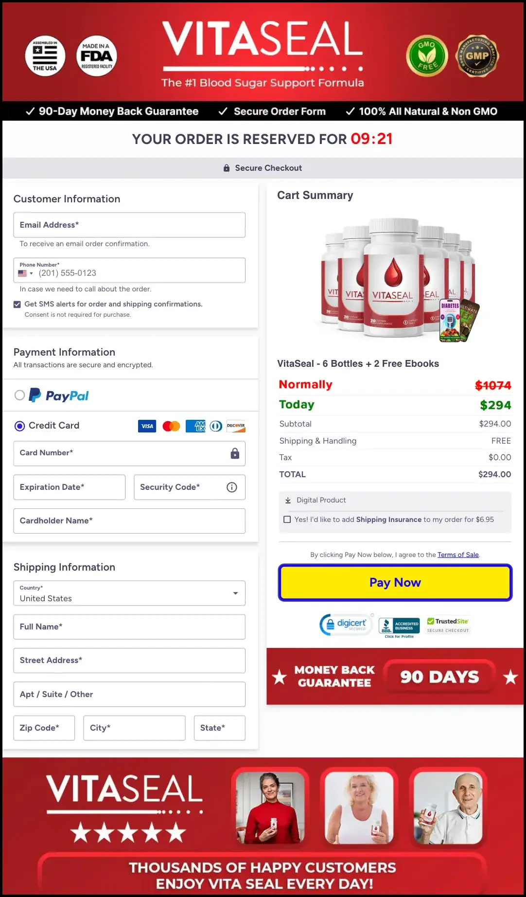 VitaSeal Official Website Secure Order Page